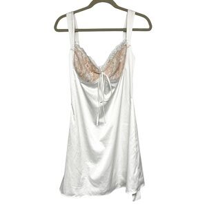 NWT Parthea Contrast Lace Knot Front Cami Dress White Womens Size M Satin Bridal
